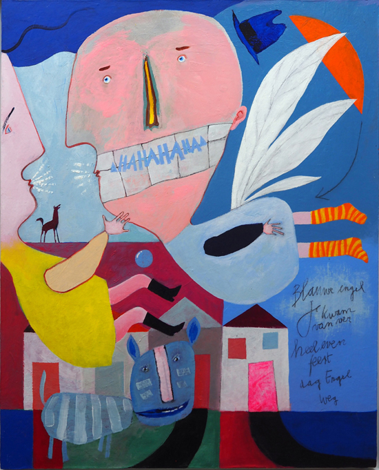 Ángel azul.Técnica mixta sobre lino, 100 x 80 cm