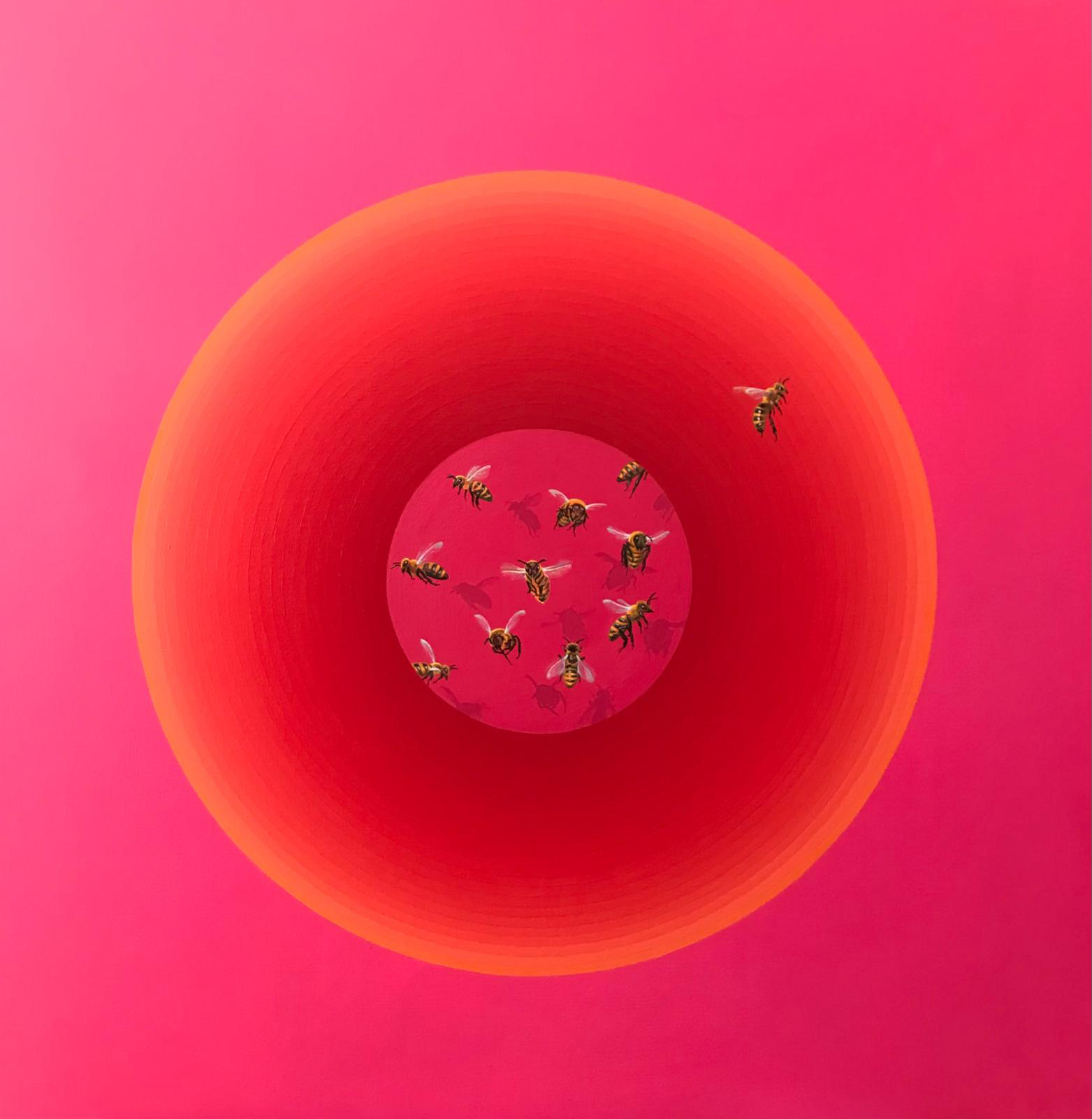 Loló Corella. ‘Diana Naranja’. Acrílico sobre lienzo en caja de metacrilato, 80 x 80 cm